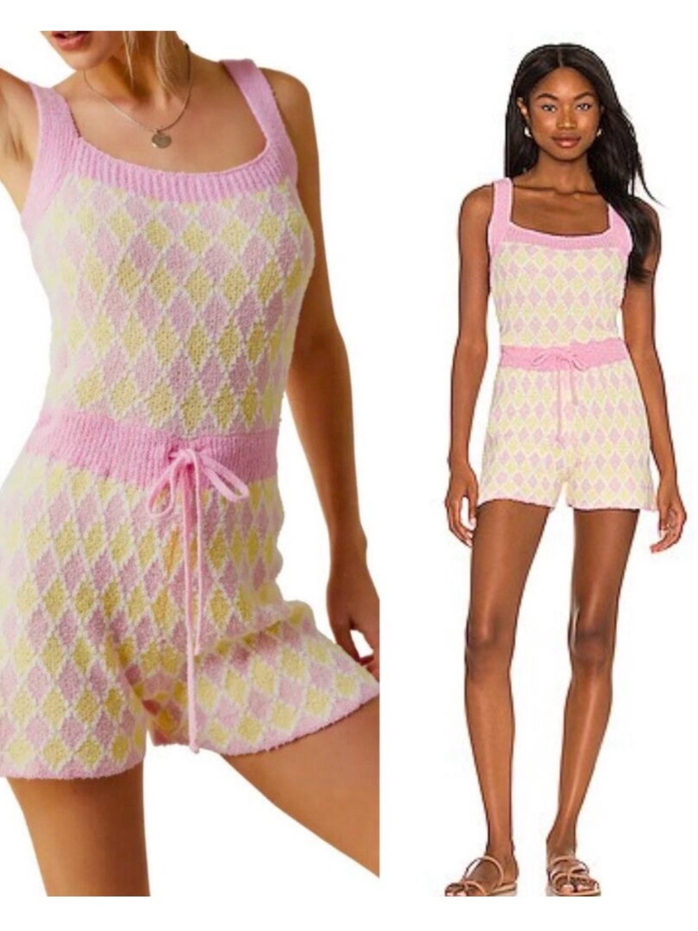 Free People Dream Diamonds Boucle Romper - Picture 1 of 4